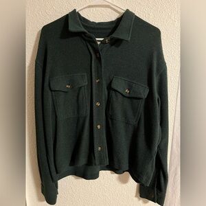 Women's Dark Green Button Up Sweater
